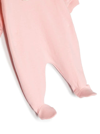 Moschino tutina in felpa a maniche lunghe con stampa orsetto rosa