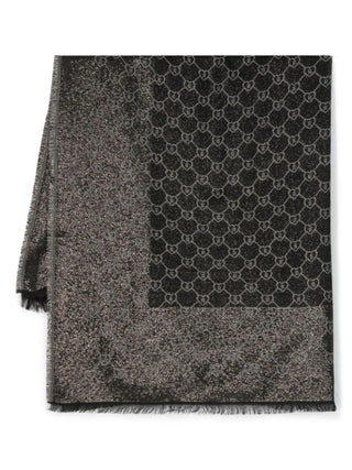 Blugirl foulard in misto lana e viscosa con logo all over nero