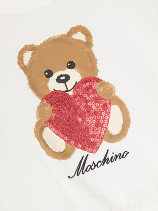 Moschino felpa con maniche a palloncino e stampa Teddy Bear con cuore panna