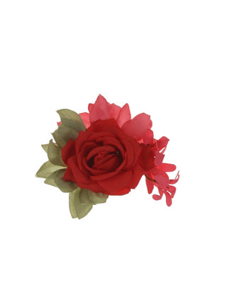 MIMILU' Fermaglio per capelli da cerimonia con fiori Rosso/rosa
