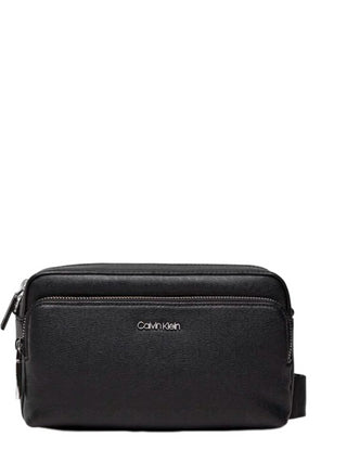 Calvin Klein borsa a tracolla in similpelle con logo all over nero