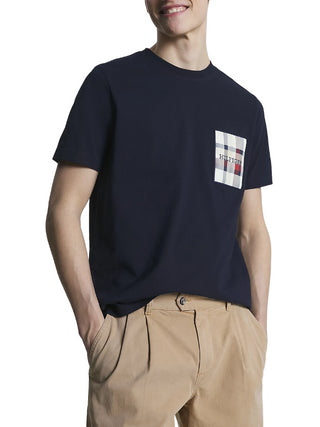 Tommy Hilfiger T-shirt a maniche corte con patch check blu