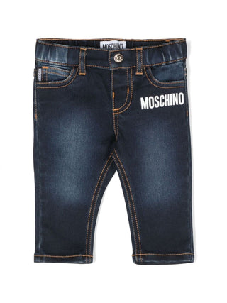 Moschino jeans neonato con logo lavaggio blu scuro