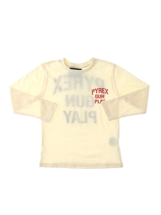 Pyrex T-shirt a maniche lunghe in jersey con stampa logo beige