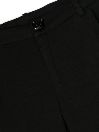 Moschino pantaloni flare in misto viscosa con ricamo logo nero