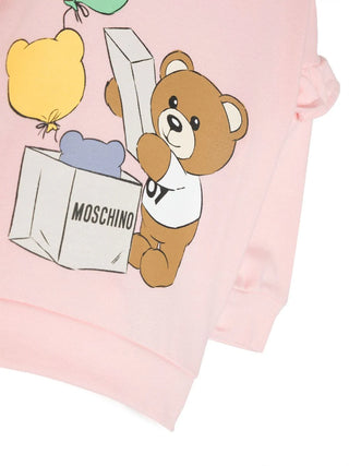 Moschino felpa con rouches e stampa Teddy Bear rosa