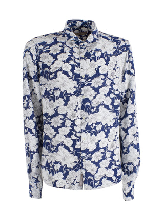 Yes Zee camicia a manica lunga in viscosa con stampa floreale bianco blu