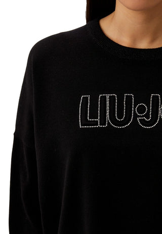 Liu Jo maglia girocollo con logo strass nero