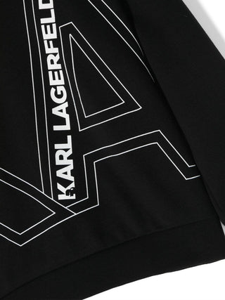 Karl Lagerfeld Kids felpa con cappuccio e stampa logo nero