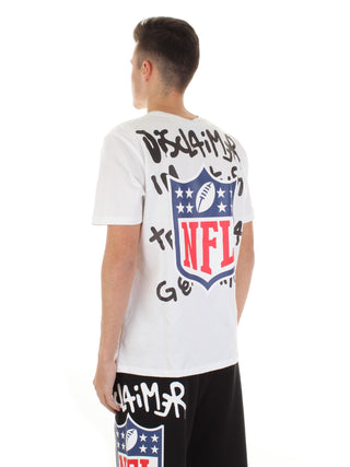 DISCLAIMER t-shirt in cotone con stampa NFL BIANCO
