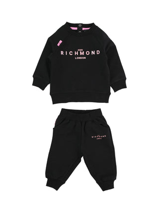 John Richmond completo di tuta felpa e pantaloni con logo nero