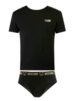 MOSCHINO UNDERWEAR Completo coordinato T-shirt e slip Nero/Oro