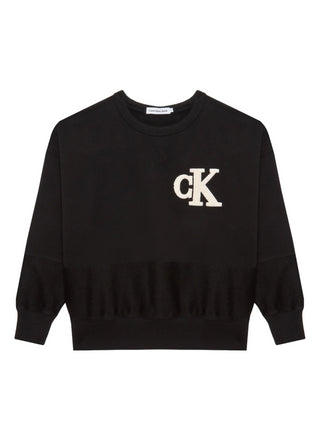 Calvin Klein Jeans felpa in cotone con applicazione logo nero