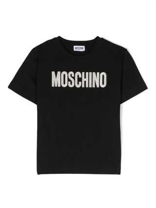 Moschino T-shirt a maniche corte in jersey con ricamo logo nero