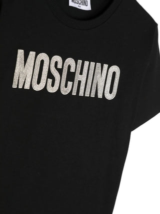 Moschino T-shirt a maniche corte in jersey con ricamo logo nero