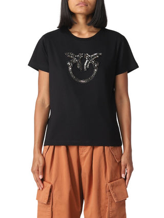 Pinko T-shirt Quentin a maniche corte con logo Love Birds gioiello nero