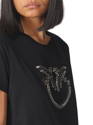 Pinko T-shirt Quentin a maniche corte con logo Love Birds gioiello nero