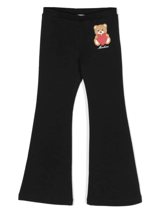 Moschino pantaloni flare in felpa con stampa Teddy Bear nero