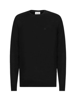 Calvin Klein maglia girocollo in lana Merinos nero