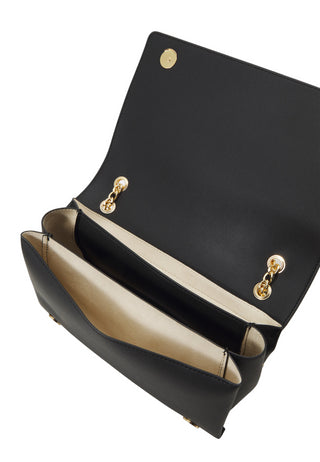 Moschino Love borsa a spalla in ecopelle con placca logo nero/oro