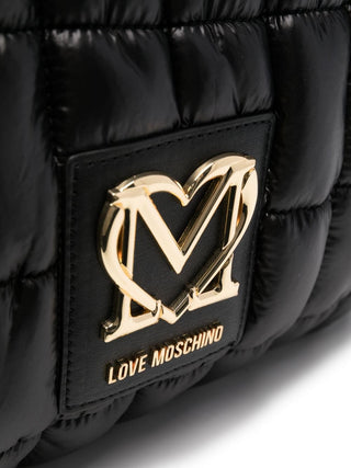 Moschino Love borsa a mano in nylon trapuntato con pochette nero