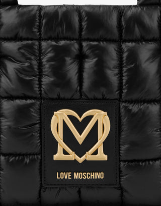 Moschino Love borsa a mano trapuntata con tracolla e placca logo nero