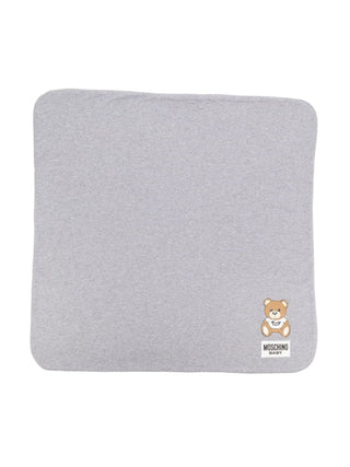 Moschino copertina neonato in cotone con stampa Teddy Bear grigio