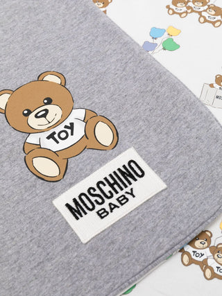 Moschino copertina neonato in cotone con stampa Teddy Bear grigio