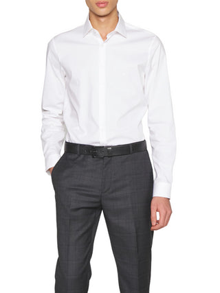 Calvin Klein camicia a manica lunga slim fit in cotone bianco
