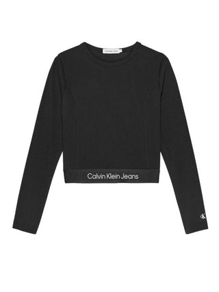 Calvin Klein Jeans T-shirt a maniche lunghe Rib Tape nero