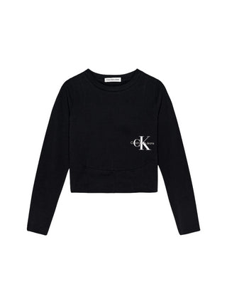 Calvin Klein Jeans T-shirt a maniche lunghe in cotone con logo nero
