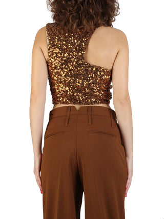 Aniye By top crop Bia con paillettes all over color caramello