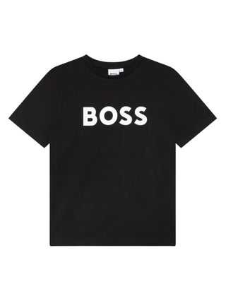 Boss T-shirt a maniche corte in jersey con logo nero bianco