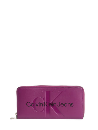 Calvin Klein Jeans portafogli con zip e logo amaranto