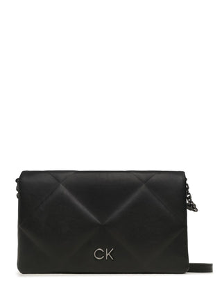 Calvin Klein borsa a tracolla in ecopelle trapuntata nero argento
