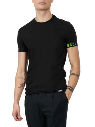 Dsquared2 T-shirt a manica corta stretch con banda logo nero verde