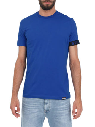 Dsquared2 T-shirt a manica corta stretch con banda logo blu