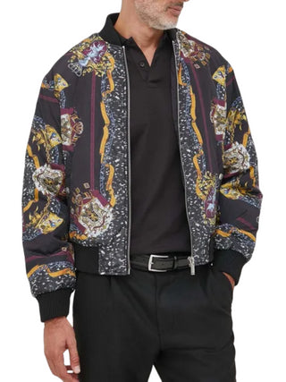 Just Cavalli giubbino bomber imbottito in fantasia multicolor nero