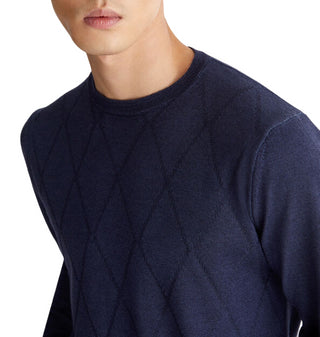 Liu Jo maglia girocollo in lana con trama a rombi blu