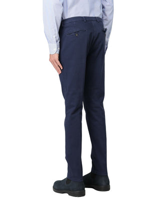Manuel Ritz pantaloni chino slim con pinces blu
