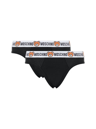 Moschino Underwear set 2 slip con banda logo Teddy nero