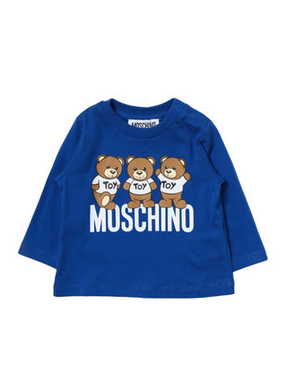 Moschino T-shirt a maniche lunghe con orsetti blu