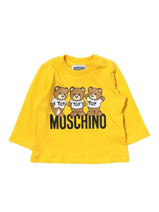 Moschino T-shirt a maniche lunghe con orsetti giallo