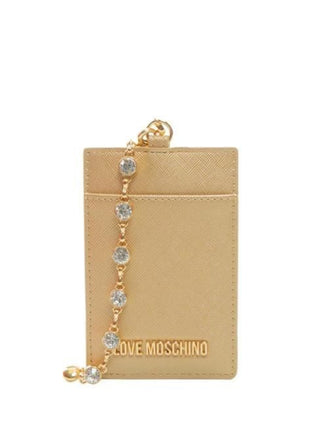 Moschino Love portacarte in ecopelle con tracolla gioiello oro
