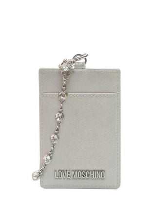 Moschino Love portacarte in ecopelle con tracolla gioiello argento