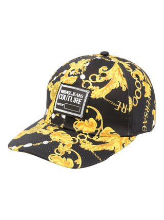 Versace Jeans Couture cappello da baseball in fantasia barocca nero oro