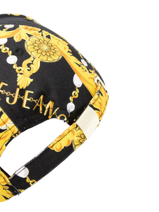 Versace Jeans Couture cappello da baseball in fantasia barocca nero oro
