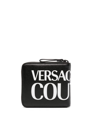Versace Jeans Couture portafogli in pelle saffiano con logo nero