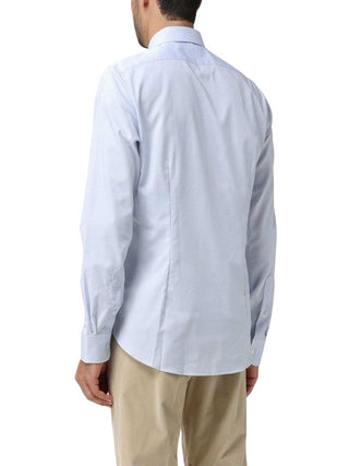 Michael Kors camicia slim fit in micro fantasia bianco celeste