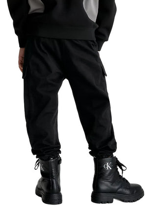 Calvin Klein Jeans pantaloni cargo stretch con tasconi nero